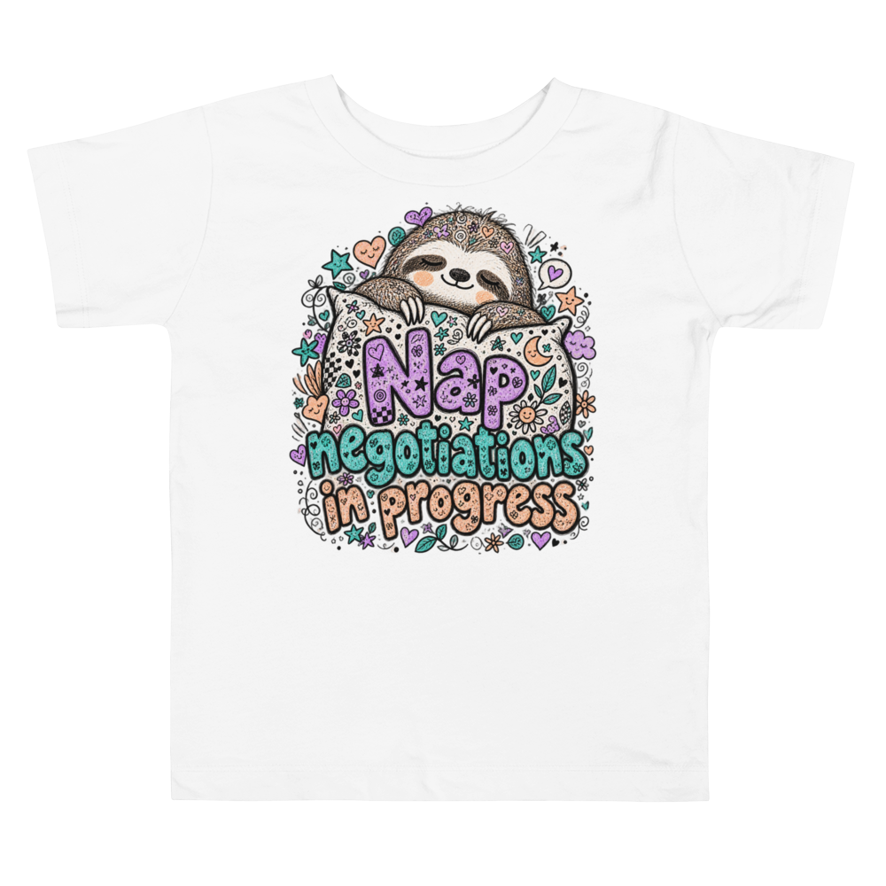 Exact Words Nap Negotiations In Progress A Sloth Max Doodles Toddler T Shirt