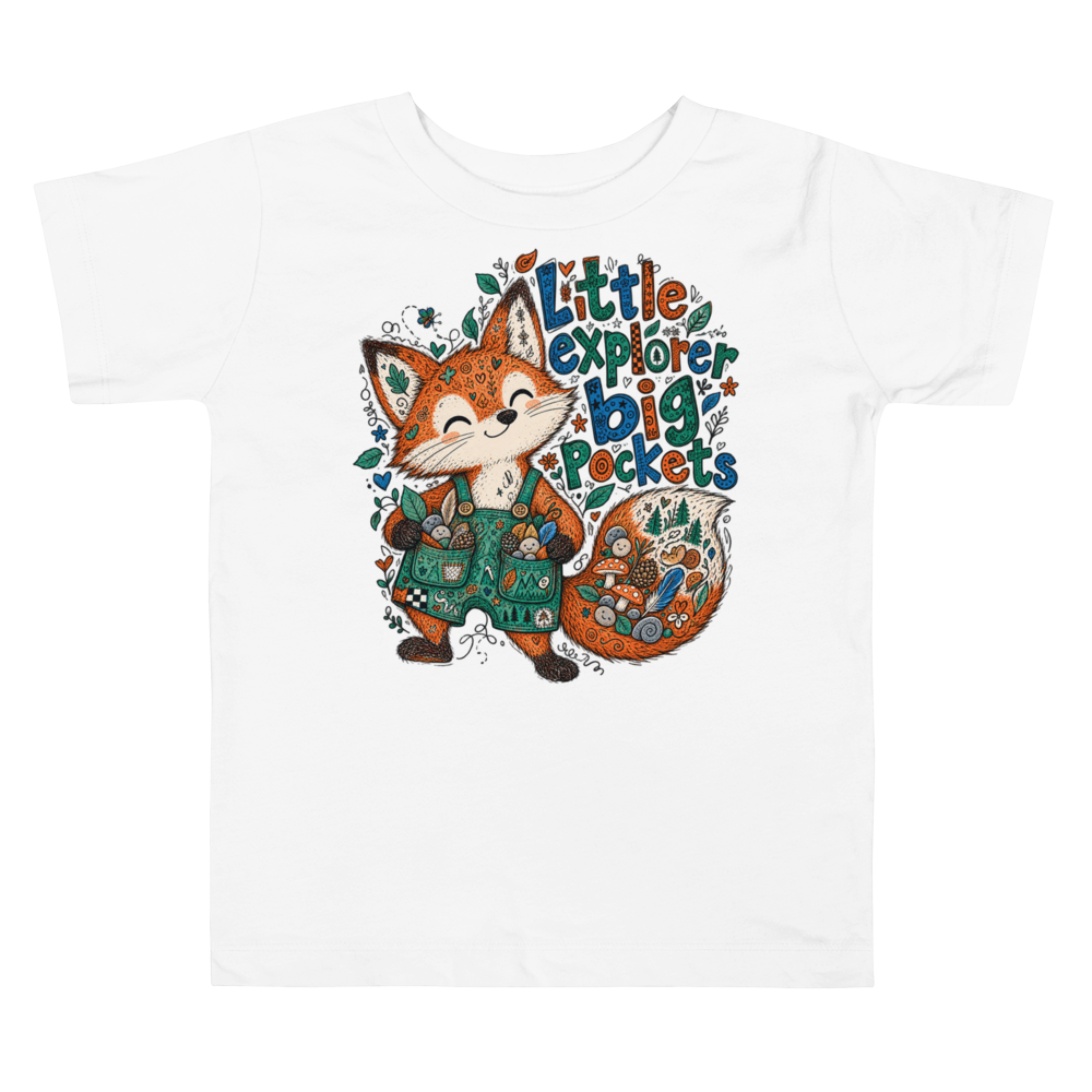 Exact Words Little Explorer Big Pockets A Fox Max Doodles Toddler T Shirt