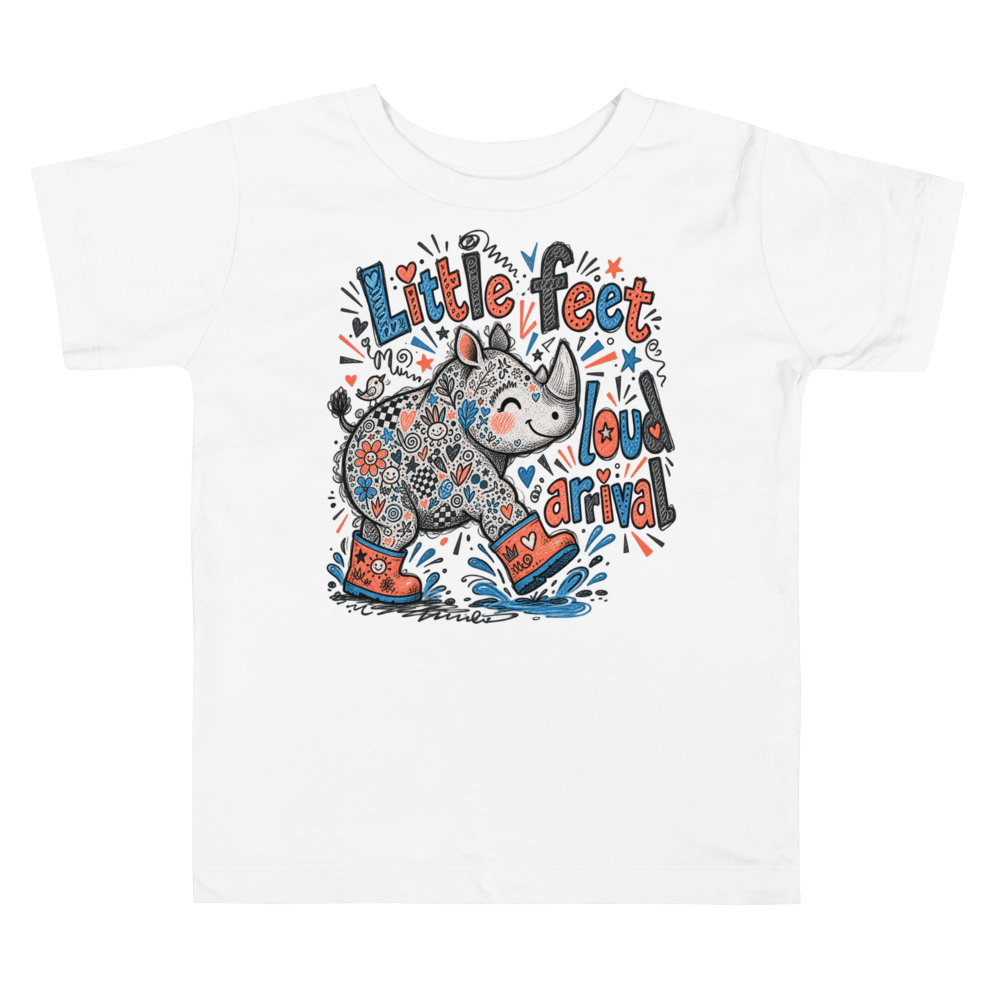 Exact Words Little Feet Loud Arrival A Rhino Max Doodles Toddler T Shirt