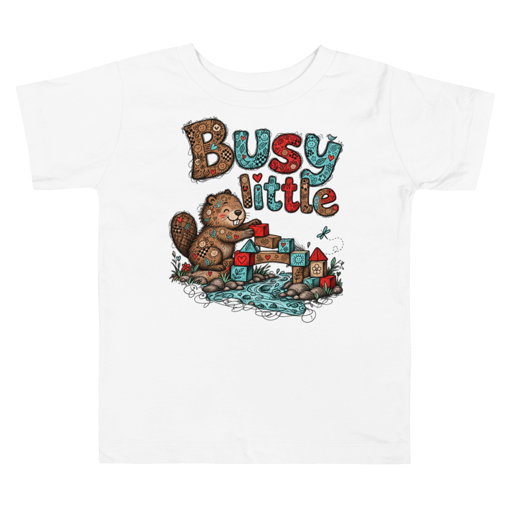 Exact Words Busy Little Builder A Beaver Constructs Max Doodles Toddler T Shirt