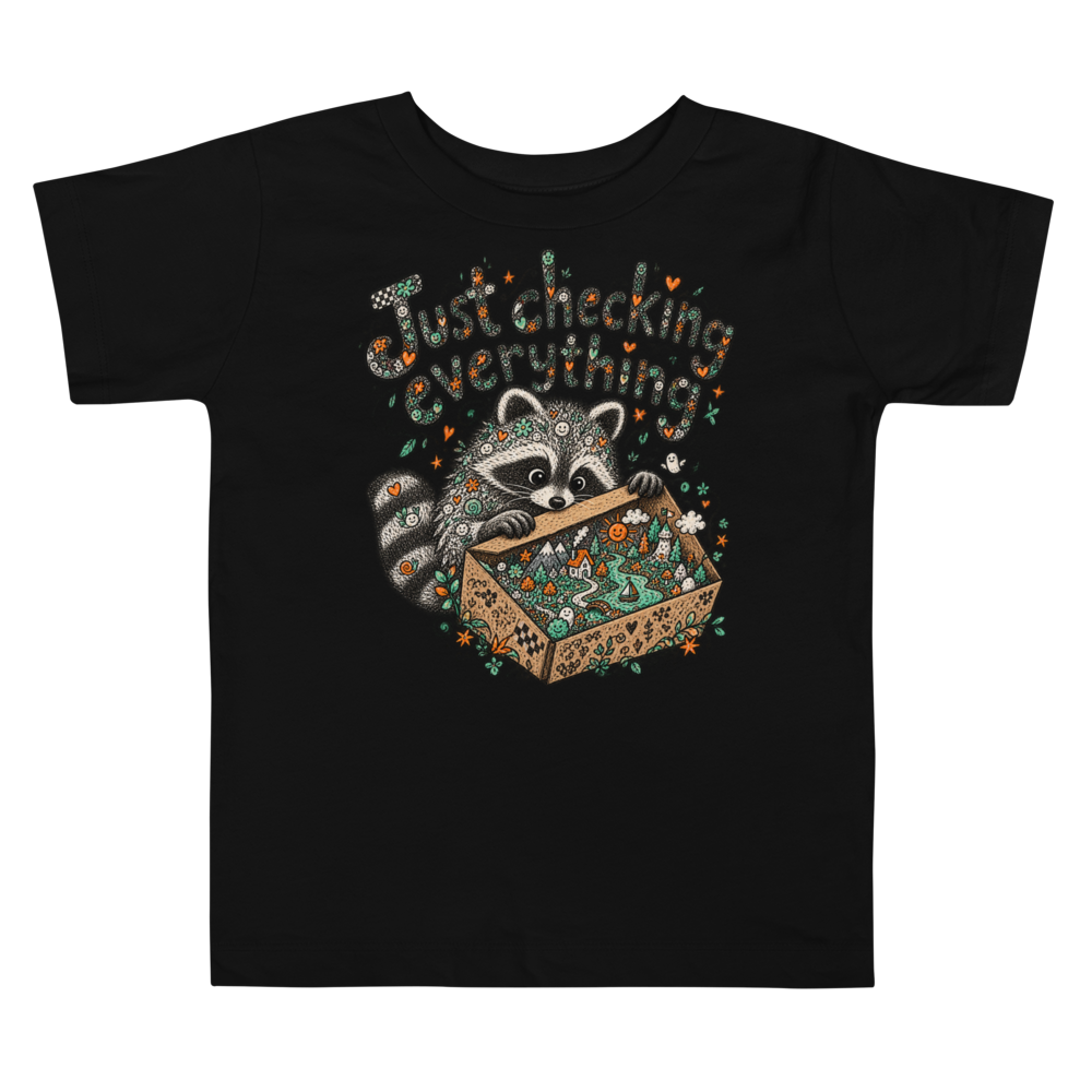 Exact Words Just Checking Everything A Raccoon Opens Max Doodles Toddler T Shirt alternate view