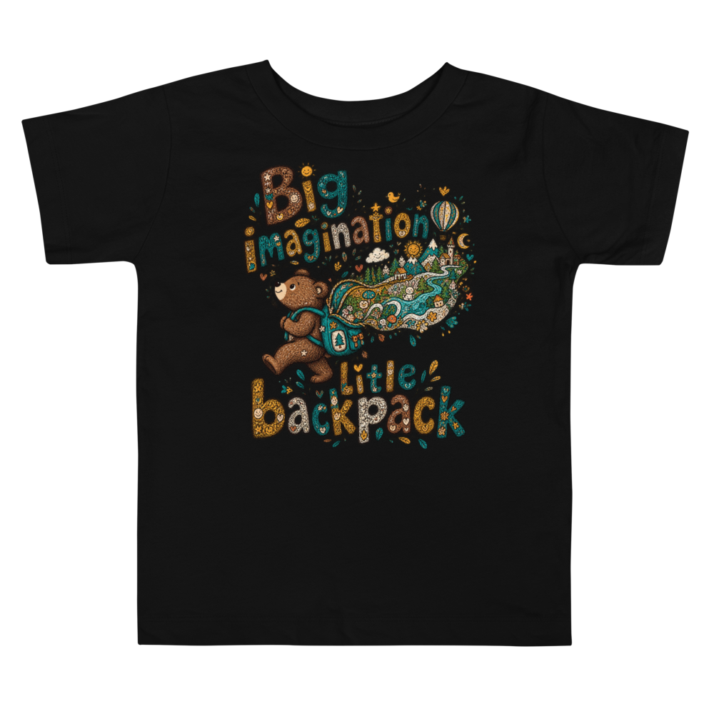 Exact Words Big Imagination Little Backpack A Bears Max Doodles Toddler T Shirt alternate view
