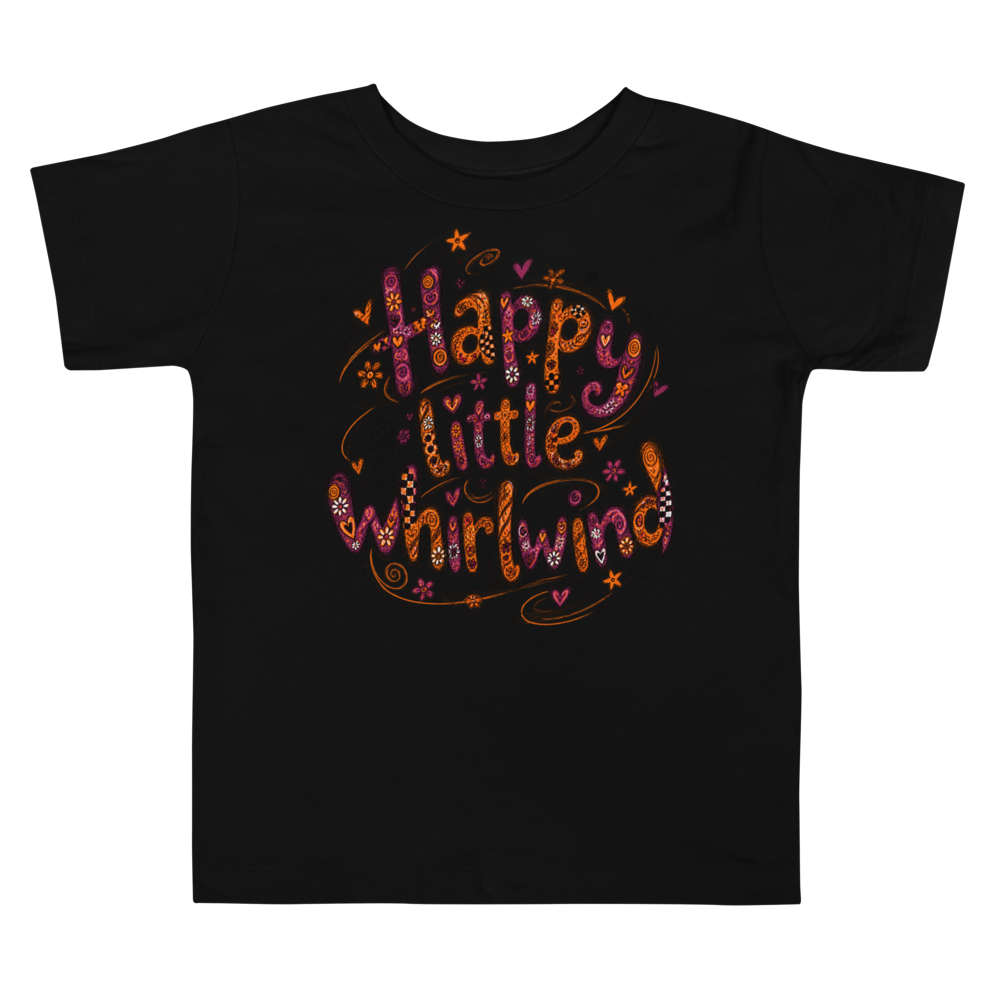 Exact Words Happy Little Whirlwind Spiralling Readable Lettering Max Doodles Toddler T Shirt alternate view