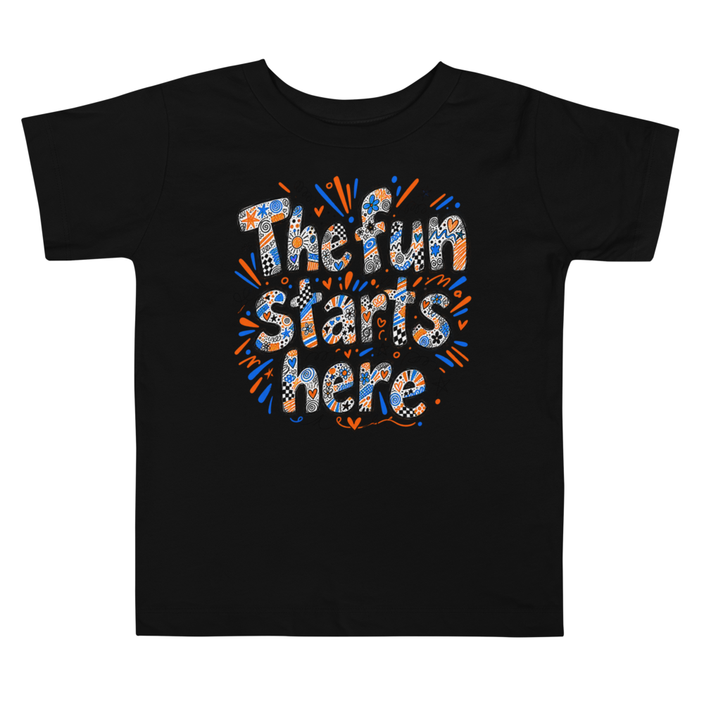 Exact Words The Fun Starts Here Large Inviting Max Doodles Toddler T Shirt alternate view