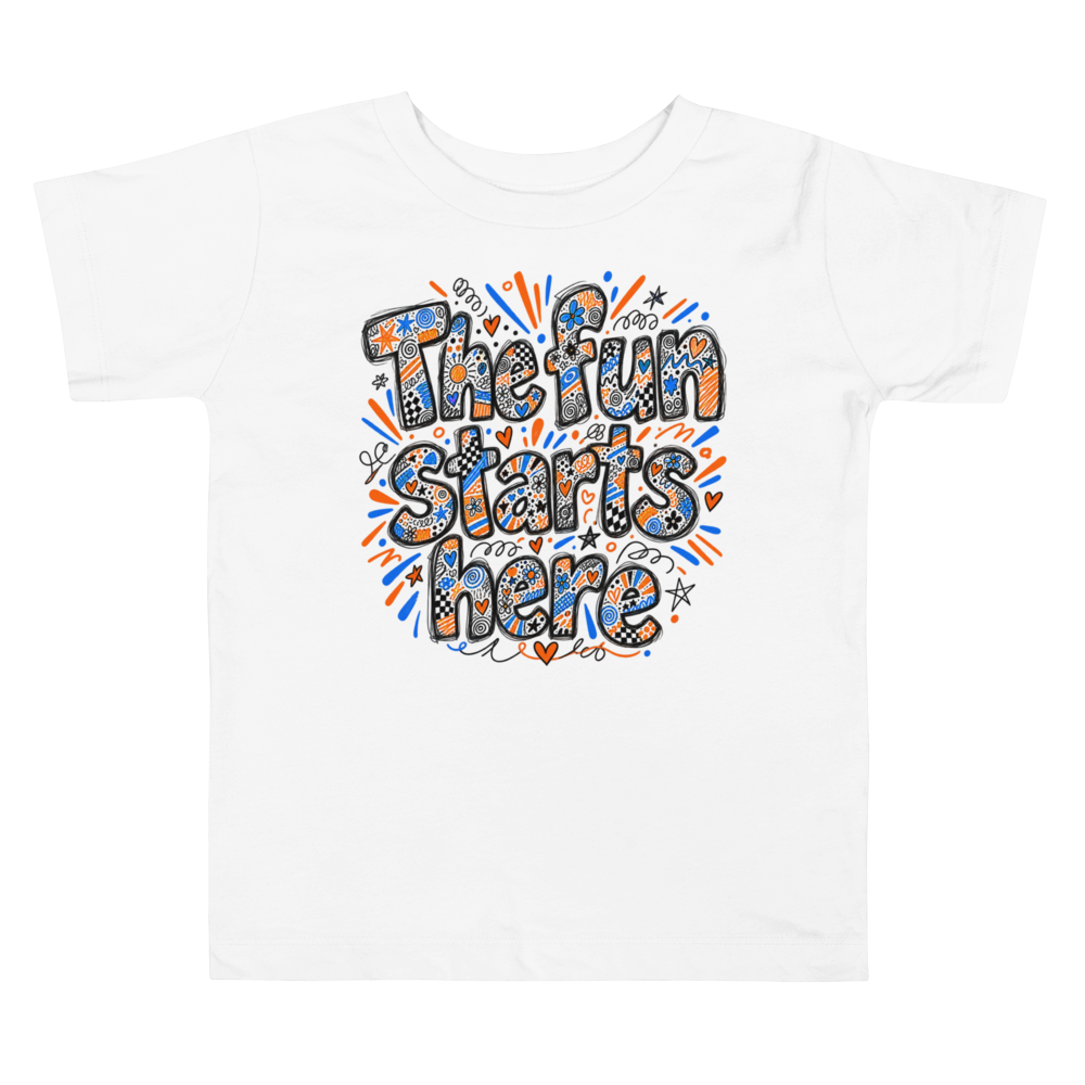 Exact Words The Fun Starts Here Large Inviting Max Doodles Toddler T Shirt