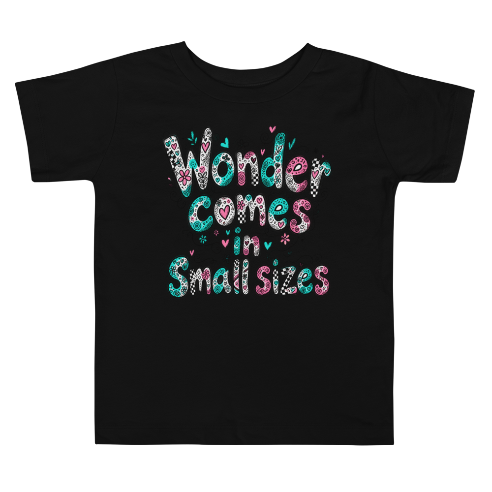 Exact Words Wonder Comes In Small Sizes Variablesized Max Doodles Toddler T Shirt alternate view