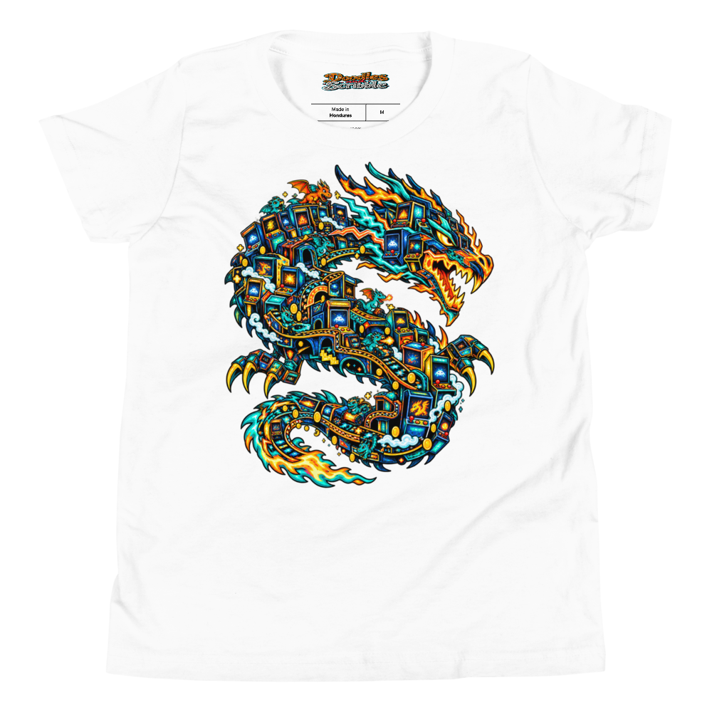 Dragon Arcade Youth T Shirt in White
