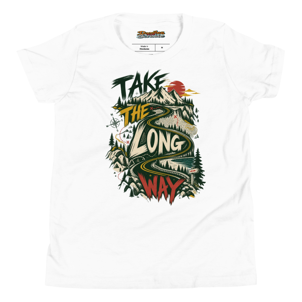 Take The Long Way Youth T Shirt in White