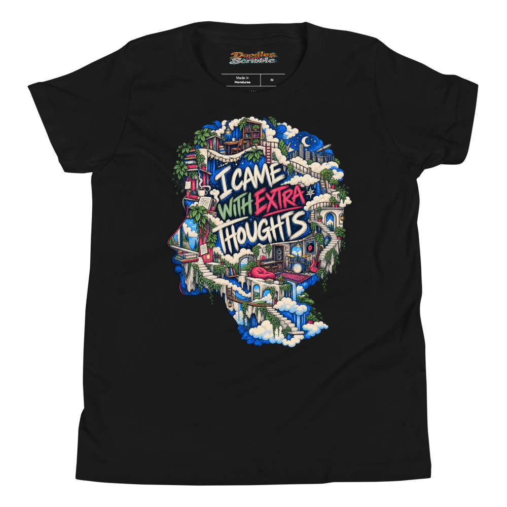 I Came With Extra Thoughts Youth T Shirt alternate view