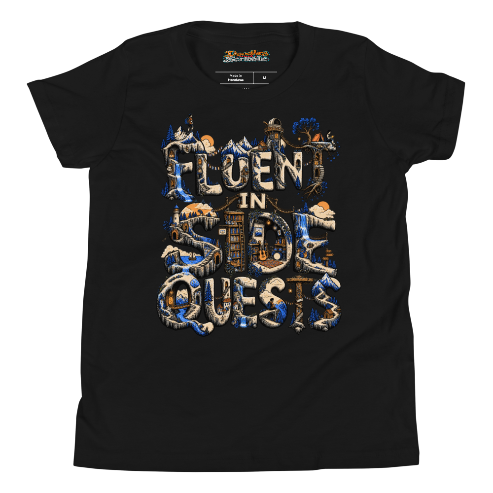 Fluent In Side Quests Youth T Shirt alternate view