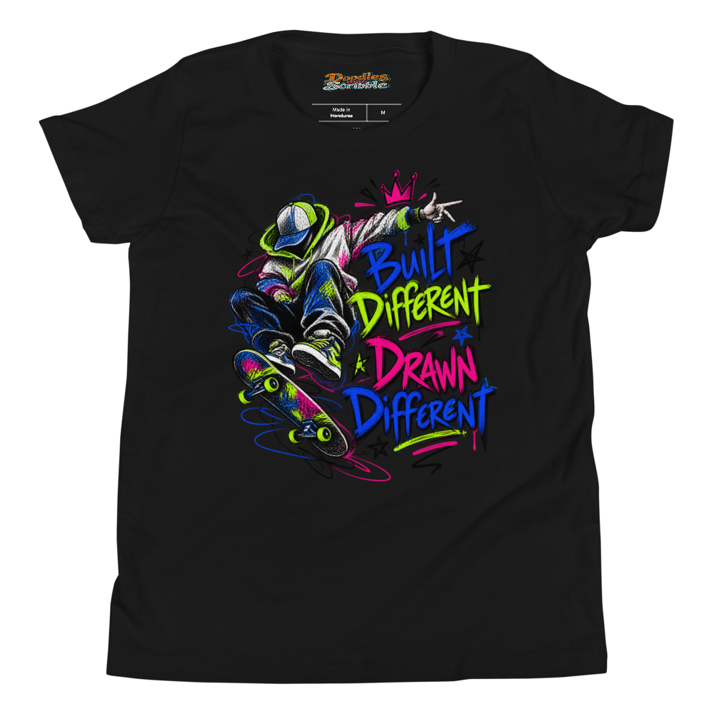 Built Different Drawn Different Youth T Shirt alternate view