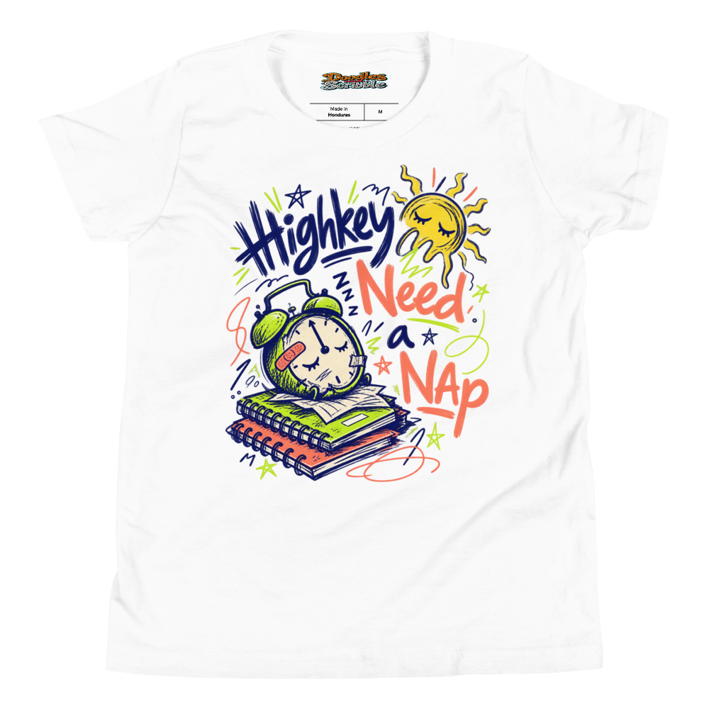 Highkey Need a Nap Youth T Shirt in White
