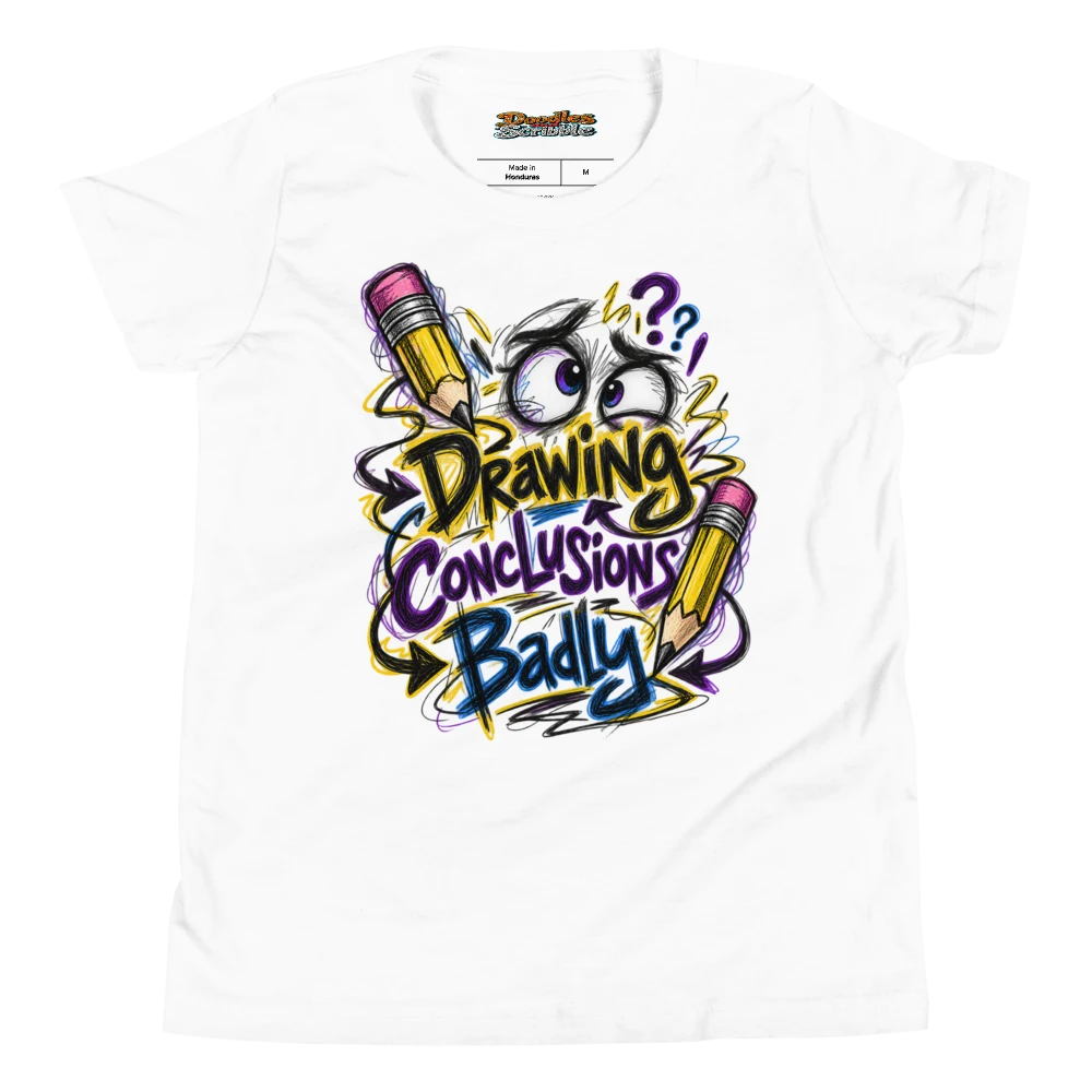 Drawing Conclusions Badly Youth T Shirt in White