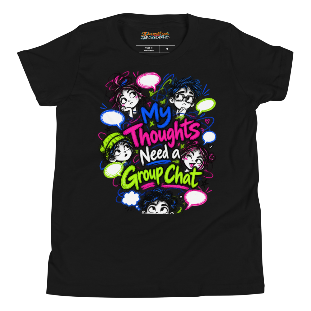 My Thoughts Need a Group Chat Youth T Shirt alternate view
