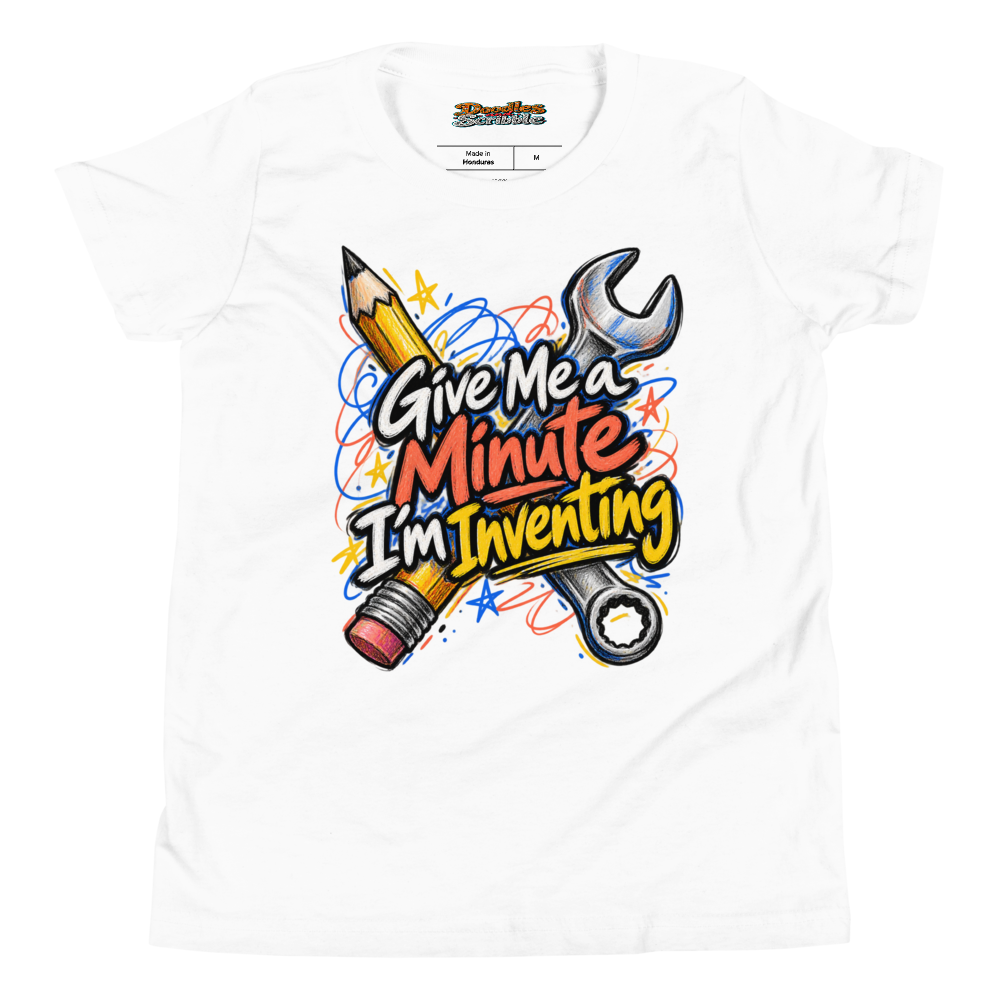 Give Me a Minute I’m Inventing Youth T Shirt in White