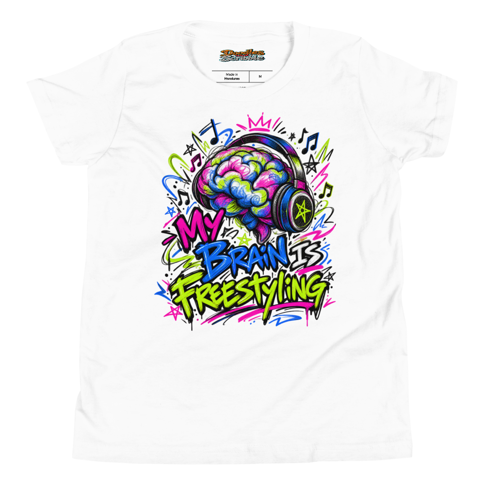 My Brain Is Freestyling Youth T Shirt in White