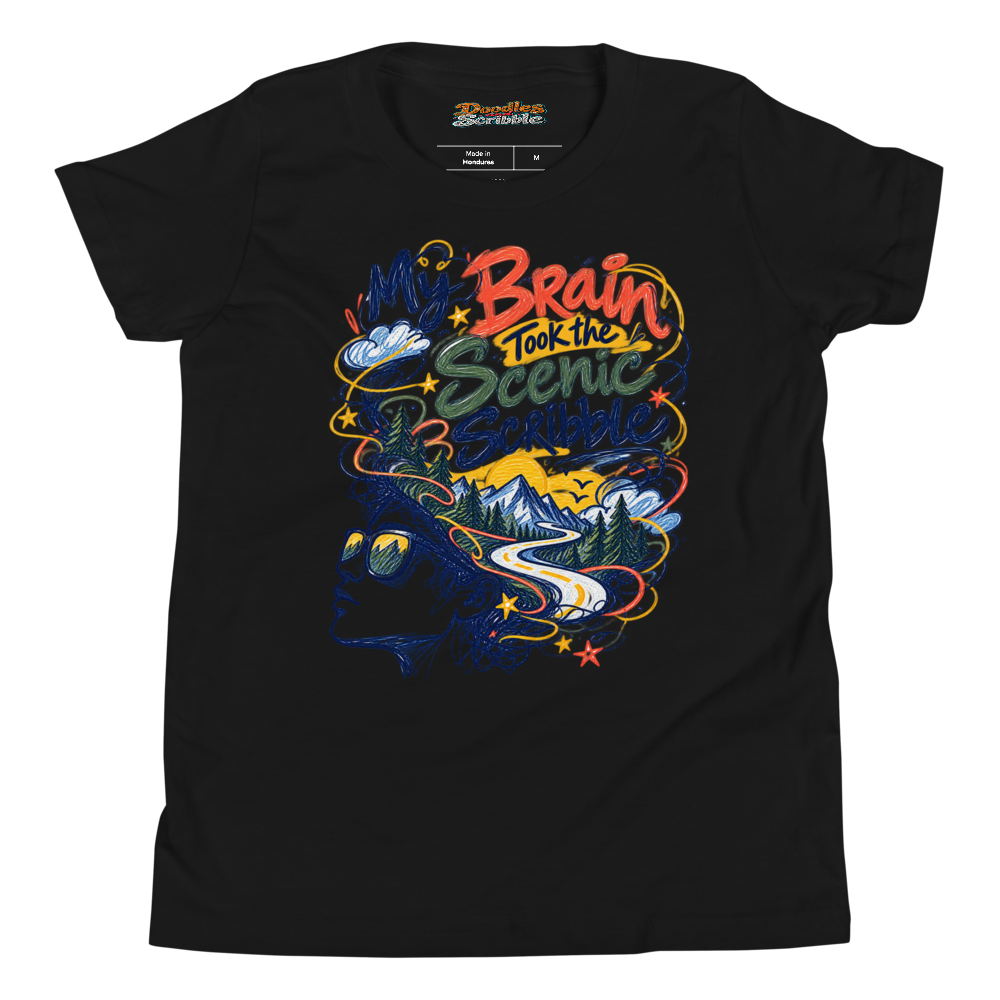 My Brain Took the Scenic Scribble Youth T Shirt alternate view