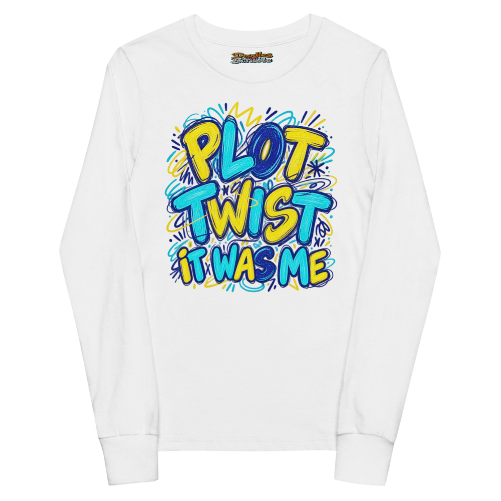 Plot Twist It Was Me Youth Long Sleeve T Shirt in White