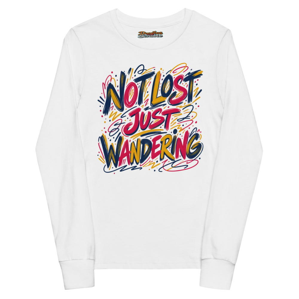 Not Lost Just Wandering Youth Long Sleeve T Shirt in White