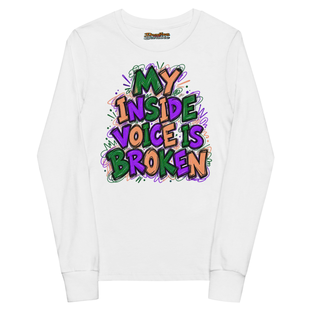 My Inside Voice Is Broken Youth Long Sleeve T Shirt in White