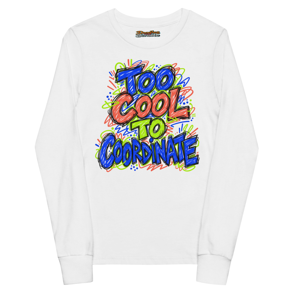 Too Cool To Coordinate Youth Long Sleeve T Shirt in White