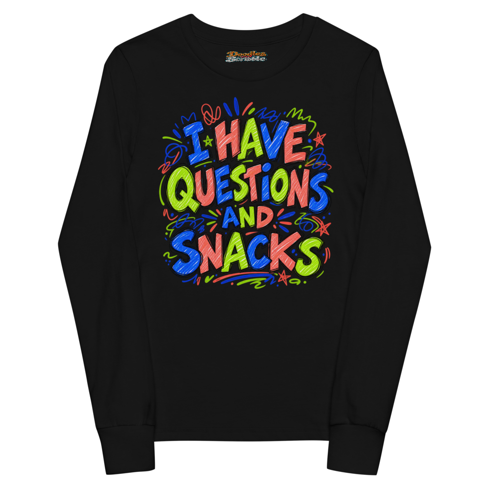 I Have Questions And Snacks Youth Long Sleeve T Shirt alternate view