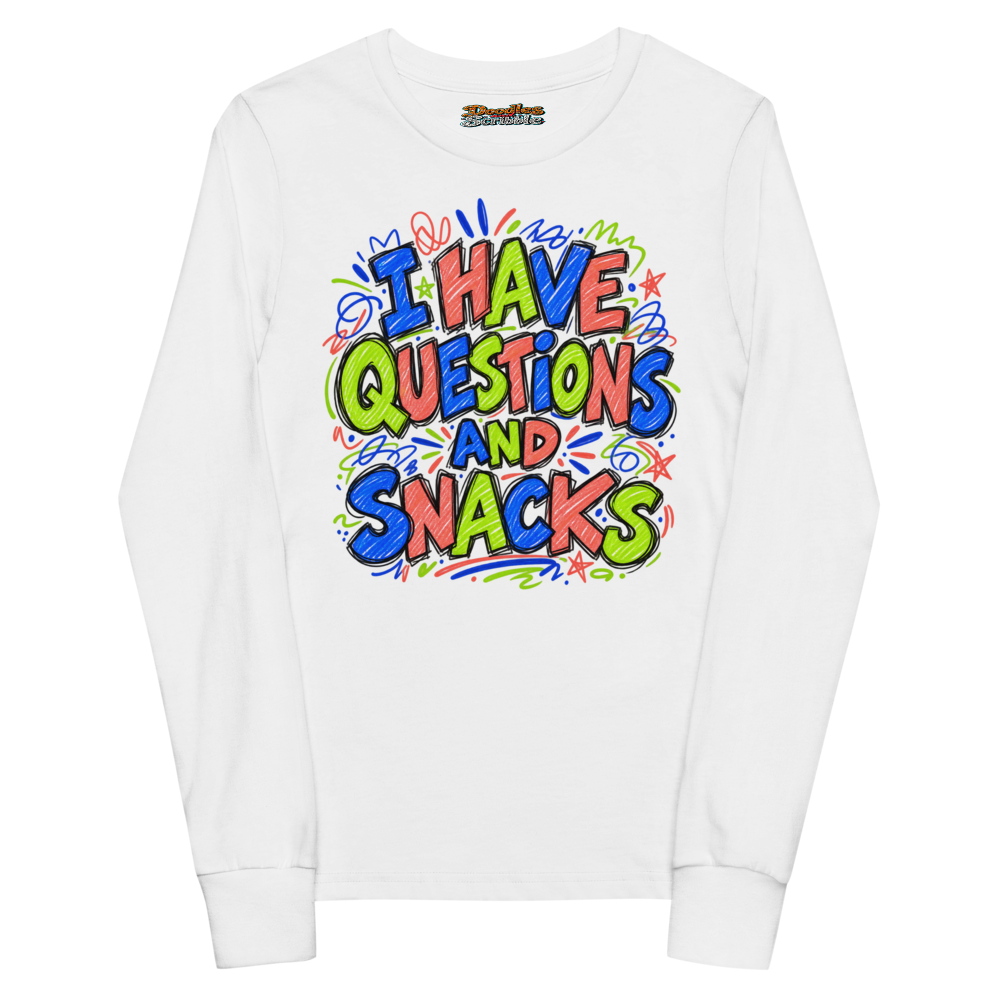 I Have Questions And Snacks Youth Long Sleeve T Shirt