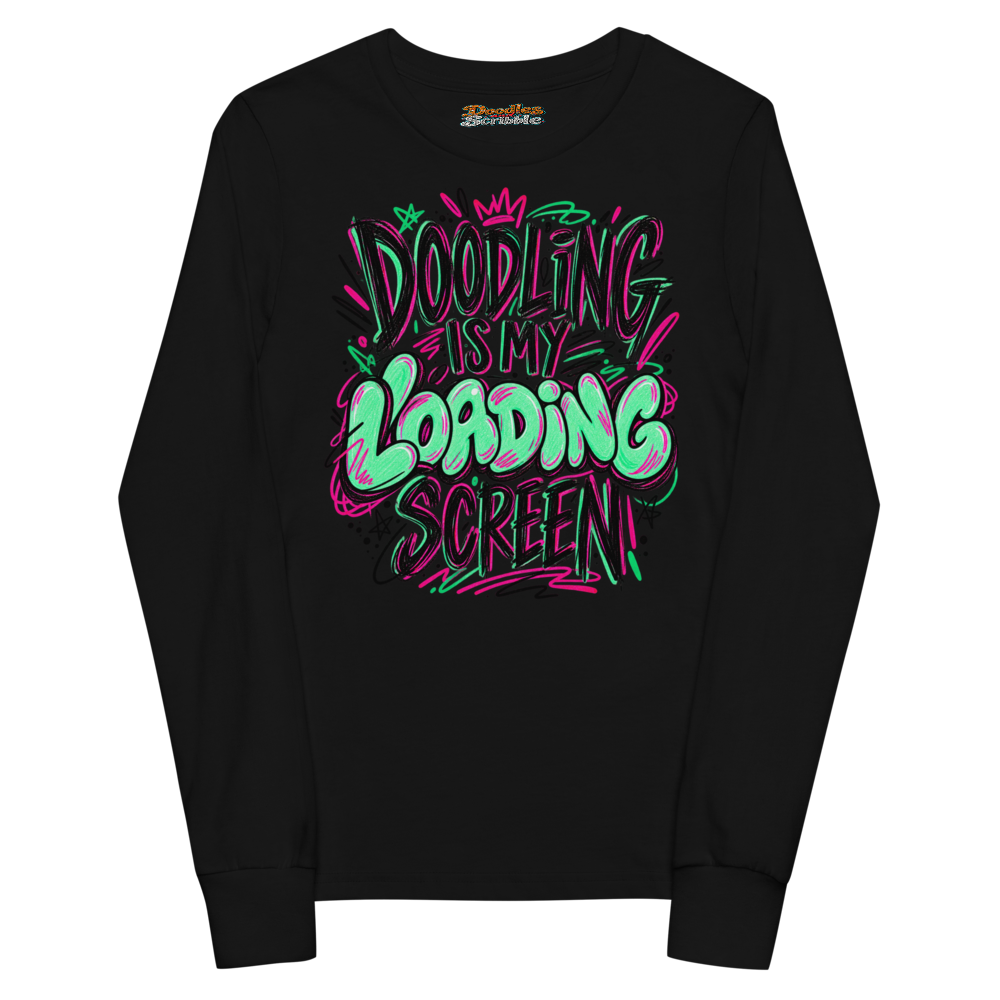Doodling Is My Loading Screen Youth Long Sleeve T Shirt alternate view