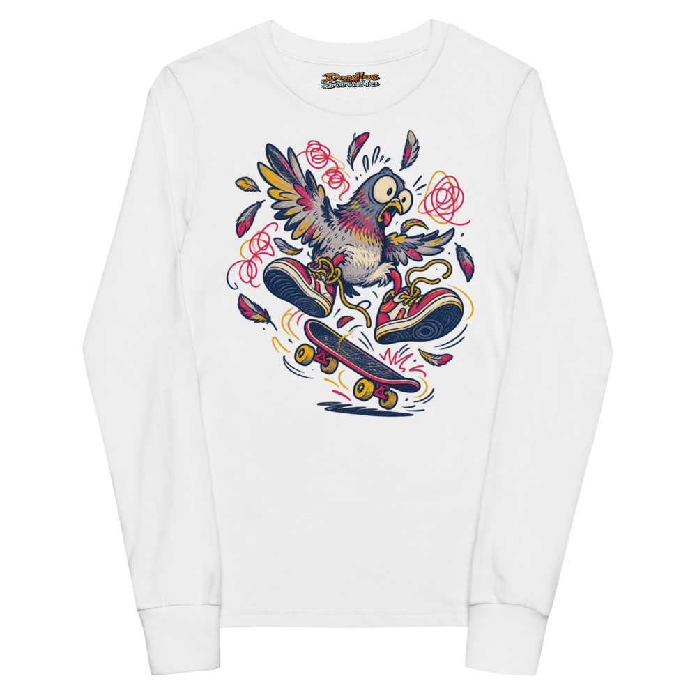 A Pigeon In Enormous Trainers Attempts One Tiny Youth Long Sleeve T Shirt