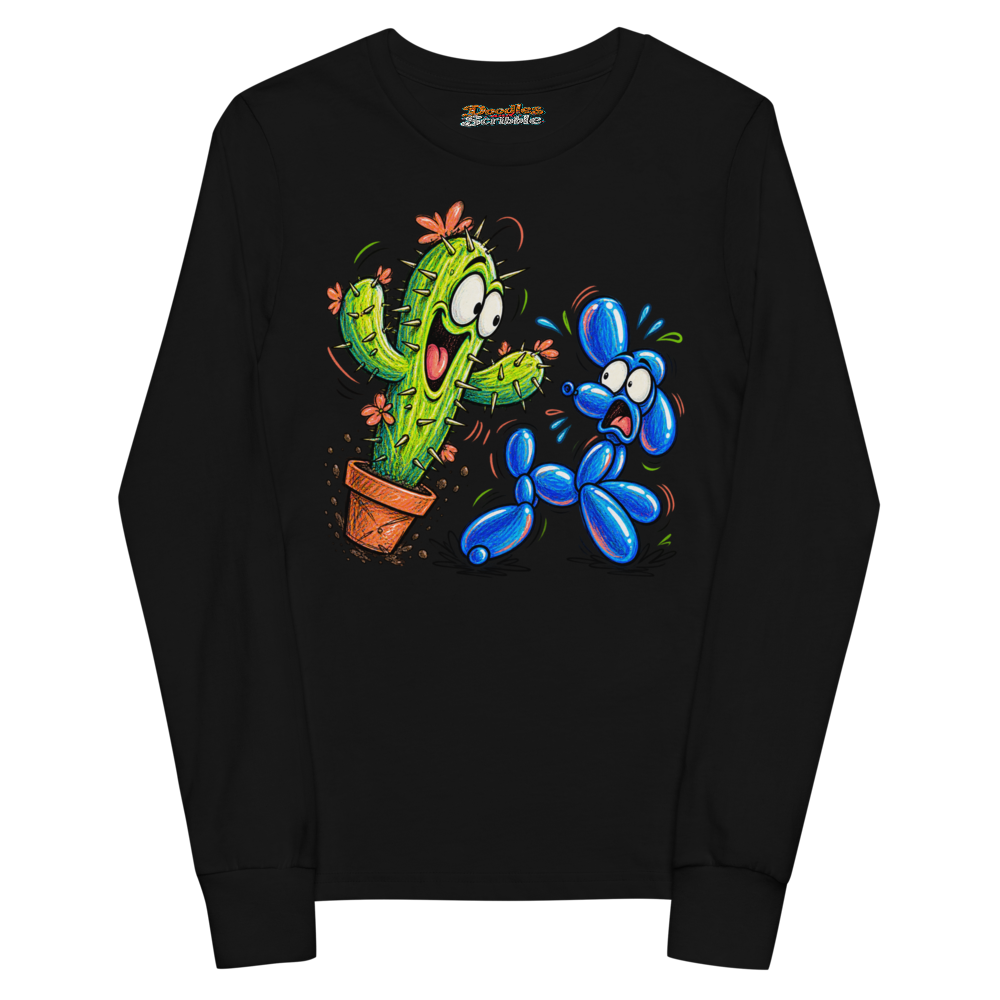 A Cactus Attempts To Hug A Balloon Animal Youth Long Sleeve T Shirt alternate view