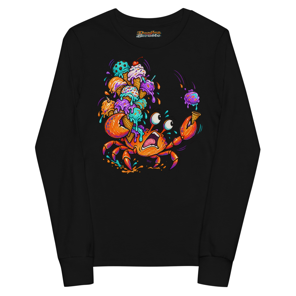 A Crab Carries Far Too Many Ice Creams Youth Long Sleeve T Shirt alternate view