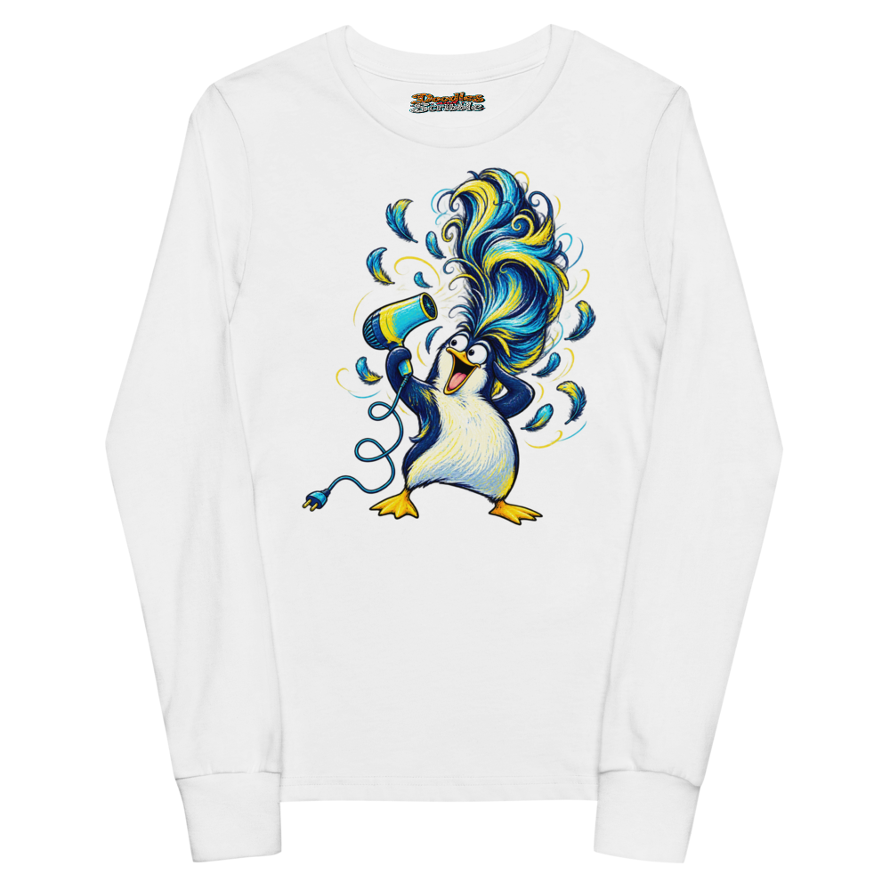 A Penguin Uses A Hairdryer To Inflate Its Youth Long Sleeve T Shirt