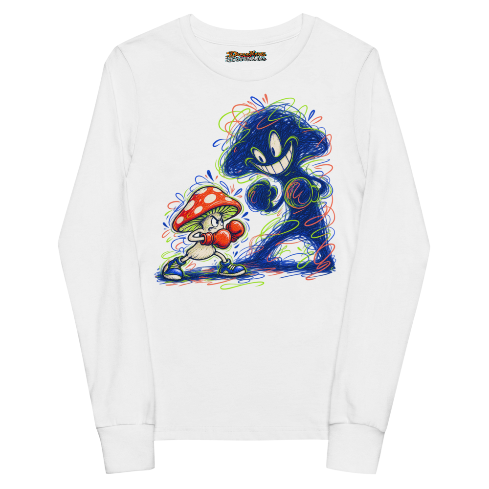 A Mushroom In Boxing Gloves Squares Up To Youth Long Sleeve T Shirt