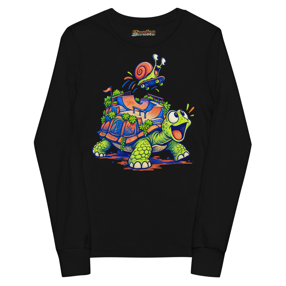 A Tortoise Carries A Tiny Rooftop Skatepark While Youth Long Sleeve T Shirt alternate view