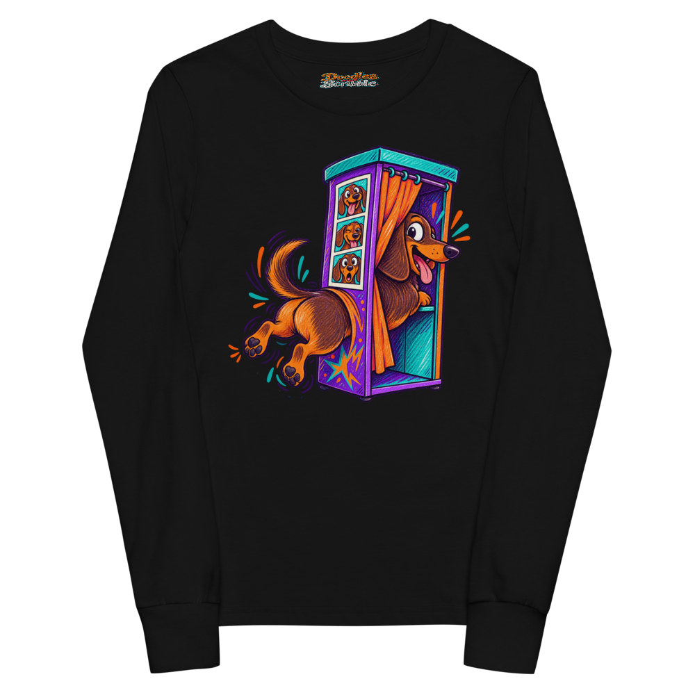 A Sausage Dog Squeezes Into An Impossibly Short Youth Long Sleeve T Shirt alternate view