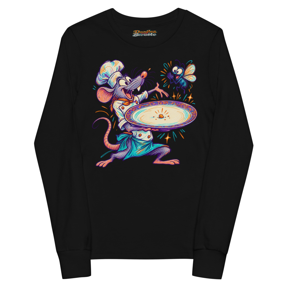 A Rat Chef Dramatically Presents A Single Crumb Youth Long Sleeve T Shirt alternate view