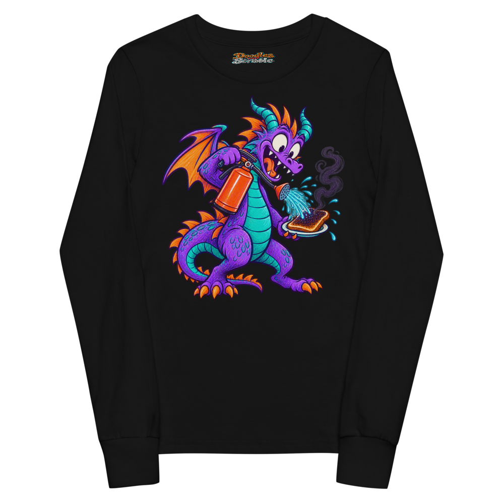 A Dragon Uses A Fire Extinguisher-Shaped Watering Can Youth Long Sleeve T Shirt alternate view