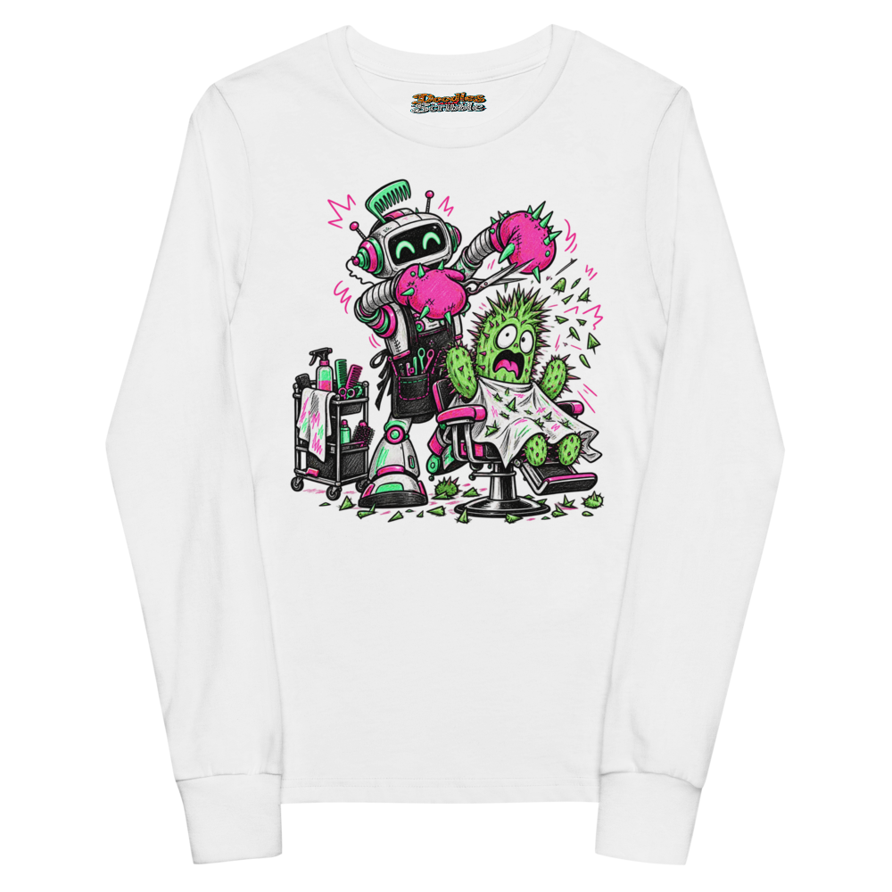 A Robot Barber Gives A Cactus A Wildly Youth Long Sleeve T Shirt