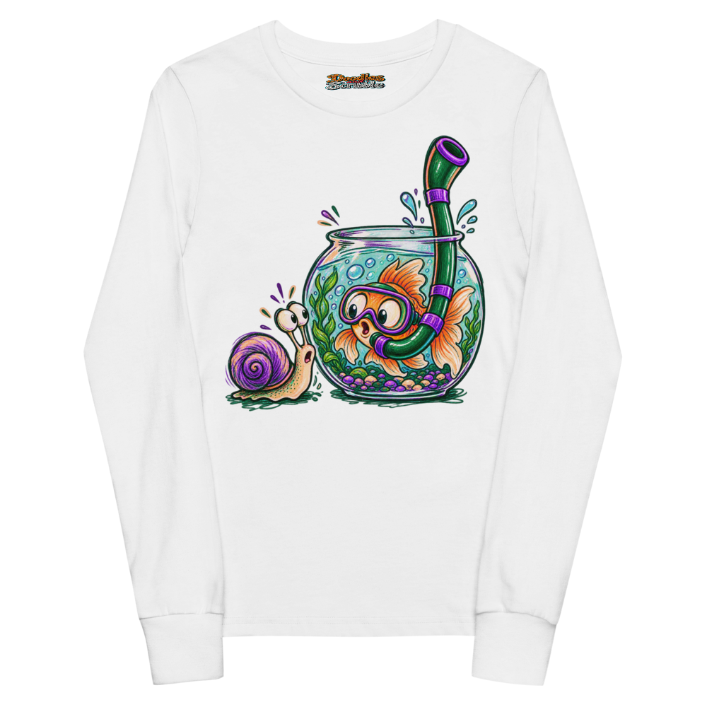 A Goldfish Wears An Enormous Snorkel Inside Its Youth Long Sleeve T Shirt