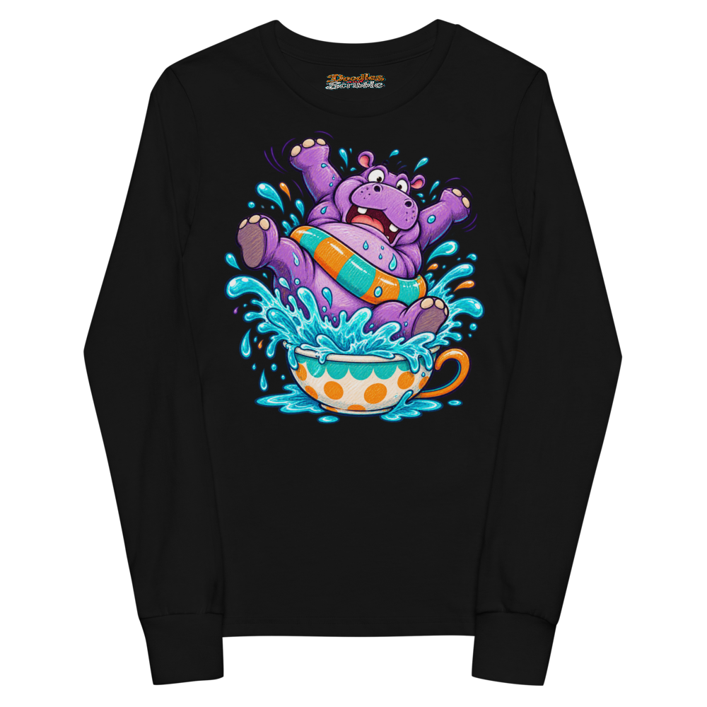 A Hippo In A Float Ring Tries To Youth Long Sleeve T Shirt alternate view