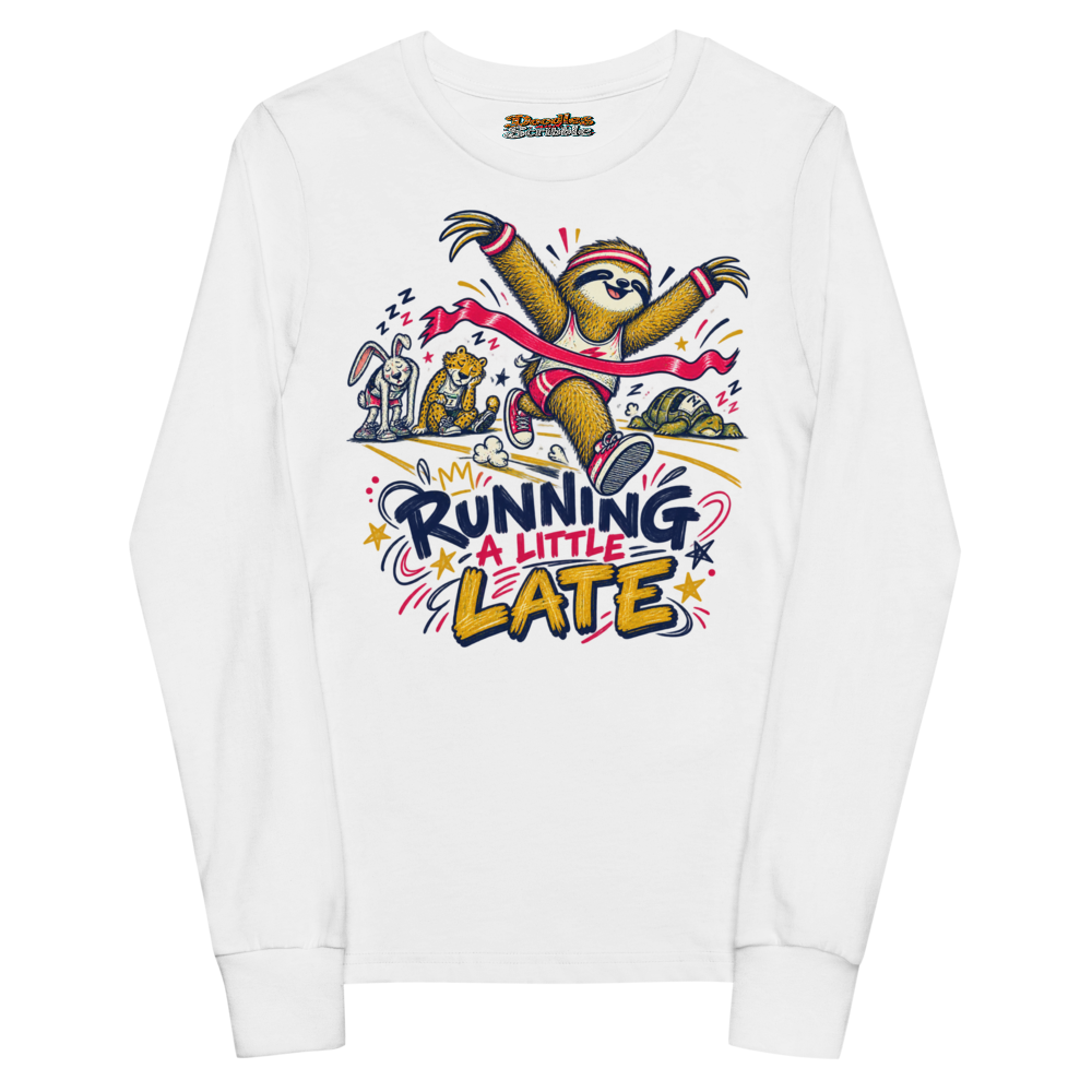 Running A Little Late Youth Long Sleeve T Shirt in White