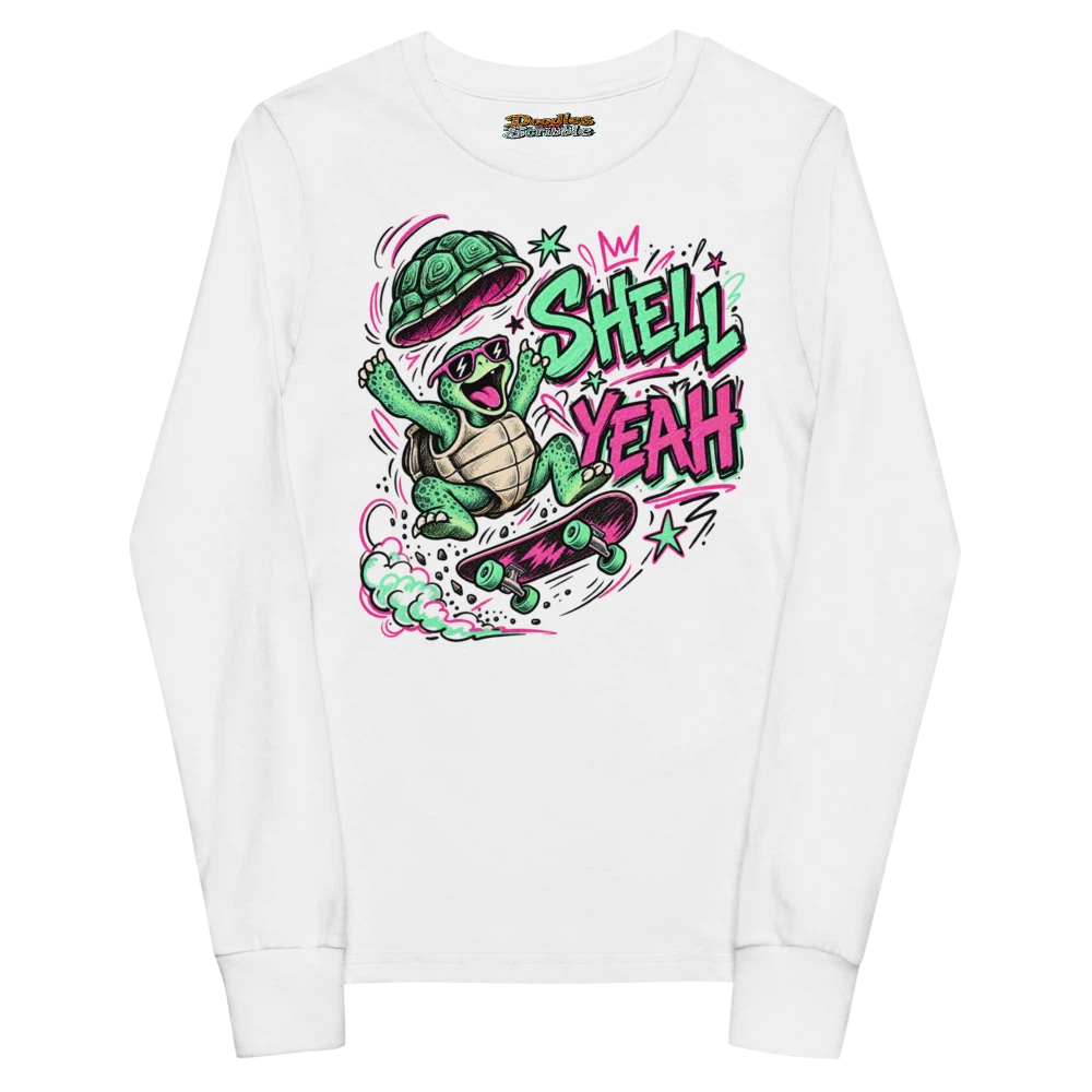 Shell Yeah Youth Long Sleeve T Shirt in White