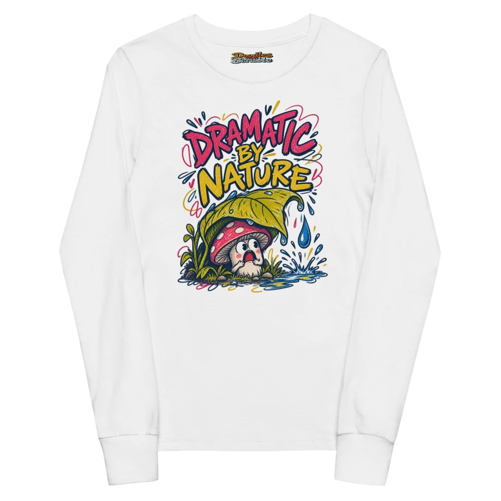 Dramatic By Nature Youth Long Sleeve T Shirt in White