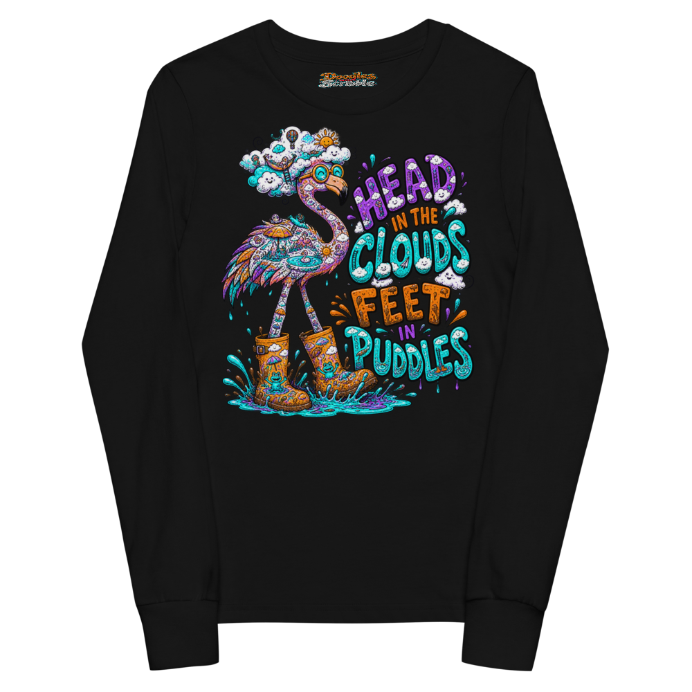Head In The Clouds Feet In Puddles Youth Long Sleeve T Shirt alternate view