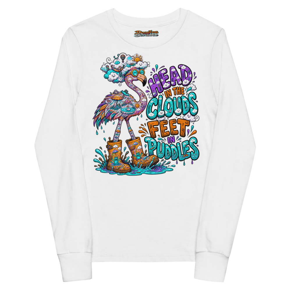Head In The Clouds Feet In Puddles Youth Long Sleeve T Shirt