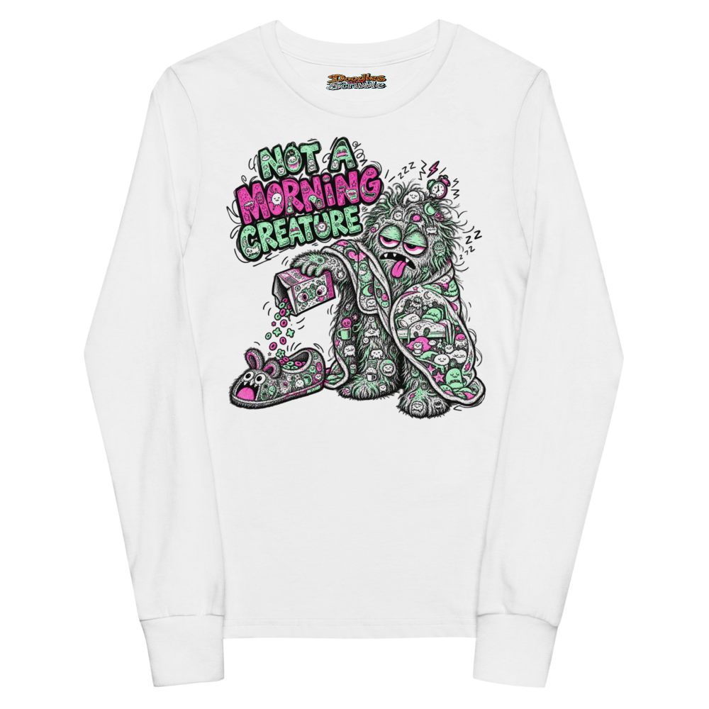 Not A Morning Creature Youth Long Sleeve T Shirt in White