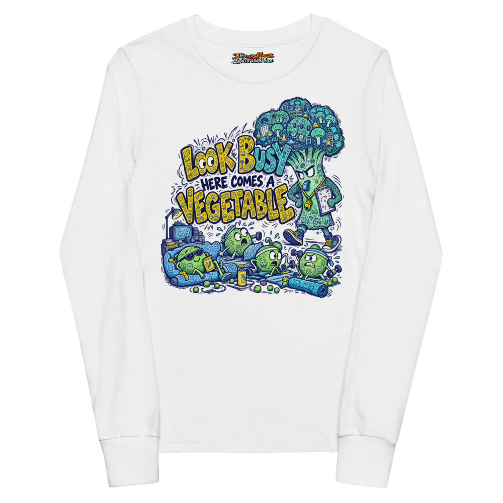 Look Busy Here Comes A Vegetable Youth Long Sleeve T Shirt