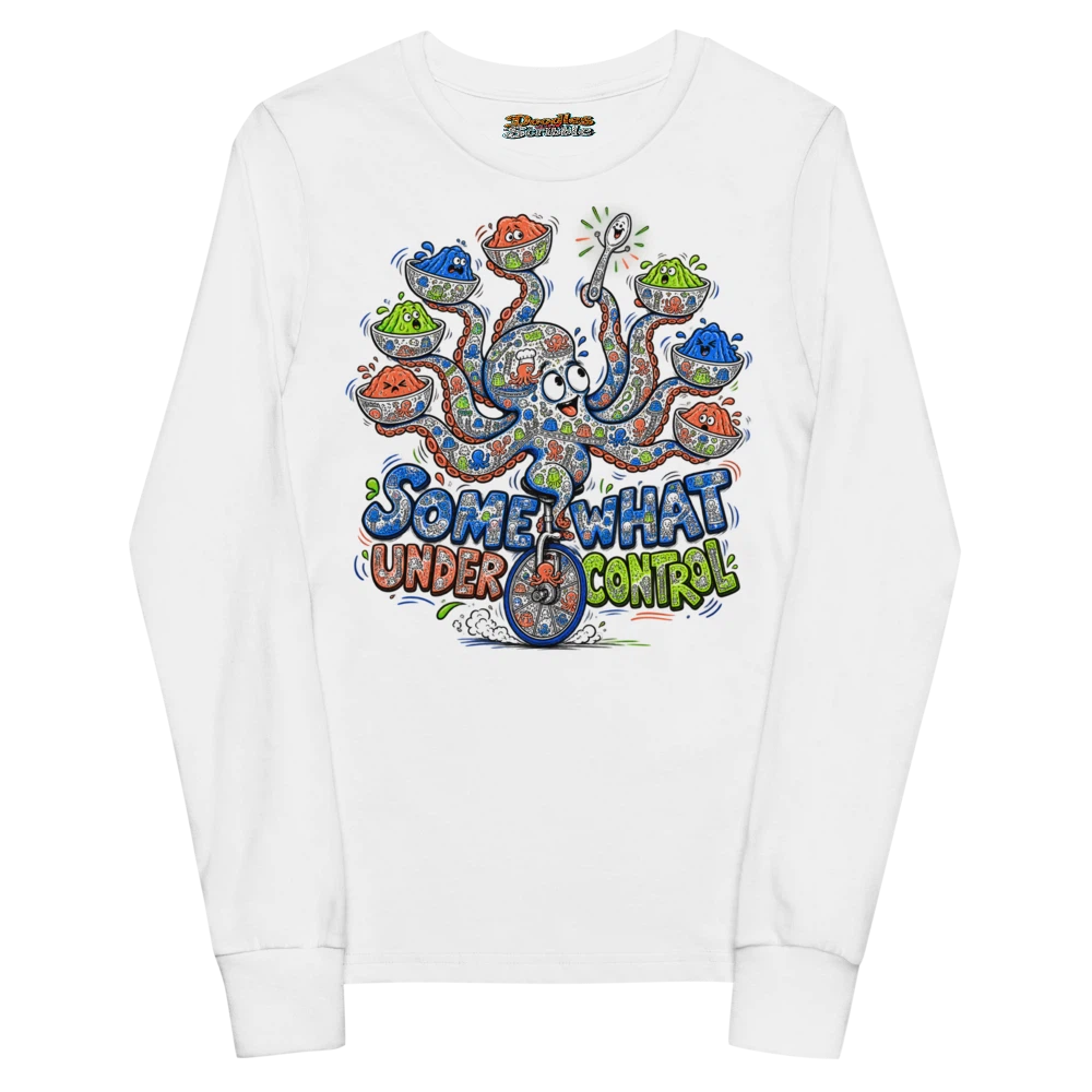 Somewhat Under Control Youth Long Sleeve T Shirt in White
