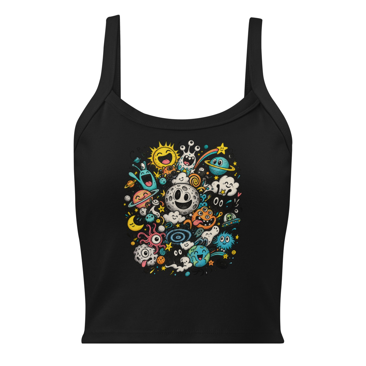 Doodle Galaxy with a Kaleidoscope of Emotions Women’s micro rib tank alternate view