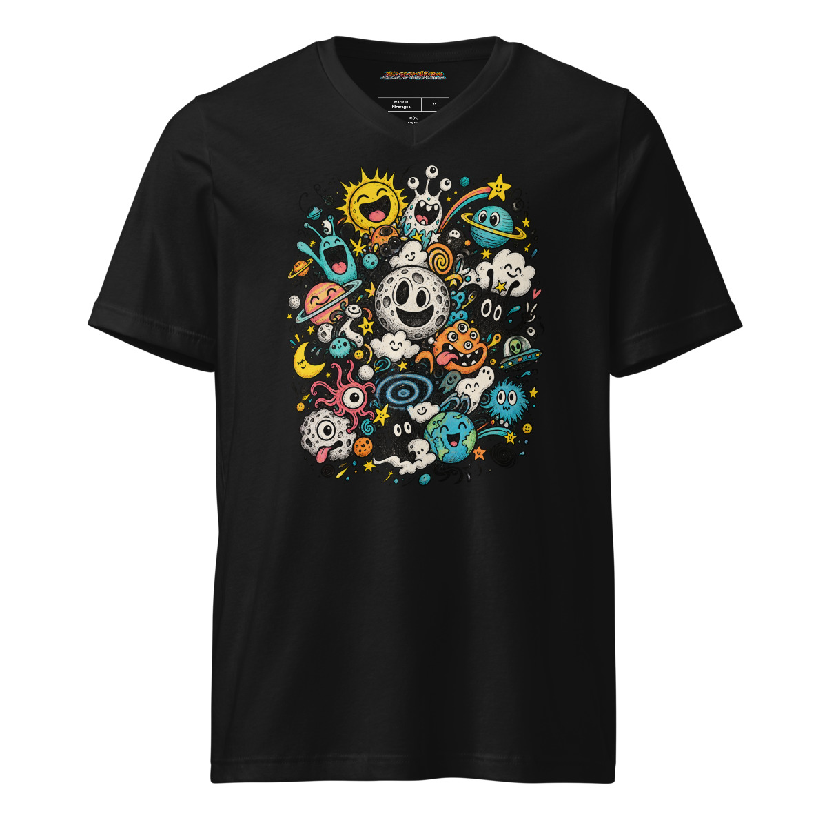 Doodle Galaxy with a Kaleidoscope of Emotions Unisex V neck T shirt alternate view